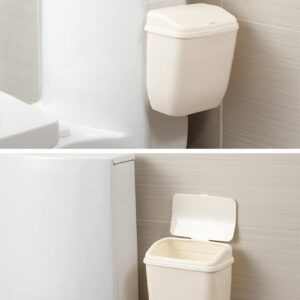 LELAKAYA White Plastic Dustbin Trash Can with Lid Wall Mounted Waste Bin Kitchen Hanging Ashbin for Bathroom Toilet Punch-Free Bin