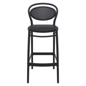 Home Square Contemporary Resin Indoor Outdoor Bar Stool in Black - Set of 2