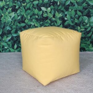 RULU Ottoman Outdoor/Indoor Sunbrella Bean Bag Pouf 19"x19"x18"H Buttercup