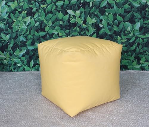 RULU Ottoman Outdoor/Indoor Sunbrella Bean Bag Pouf 19"x19"x18"H Buttercup