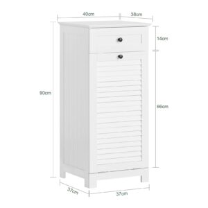 Haotian Bathroom Laundry Cabinet Laundry Chest Bathroom Storage Cabinet with Shutter Door and Laundry Basket, White, BZR73-W