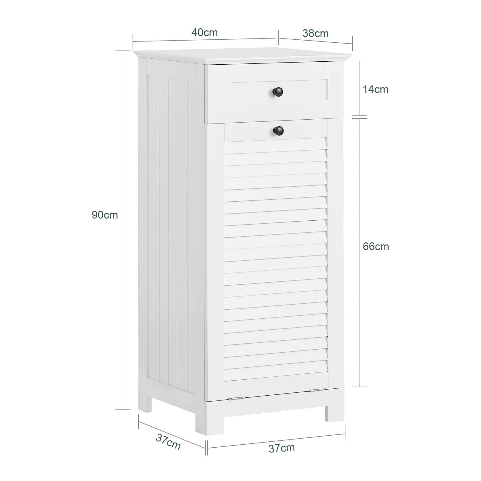 Haotian Bathroom Laundry Cabinet Laundry Chest Bathroom Storage Cabinet with Shutter Door and Laundry Basket, White, BZR73-W