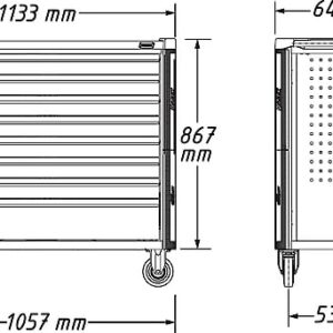 Hazet Tool Trolley 179NXXL-8D/3 Tool/Material and Assembly Trolley with Socket Strip for Space-Saving Transport Load Capacity (Dynamic): 750 kg, Load Capacity (Static): 1000 kg Blue