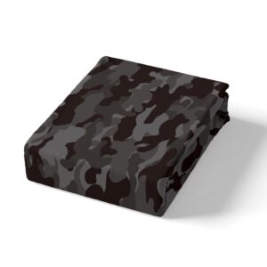 Army Camo Duvet Cover, Black Camouflage Bedding Set For Kids Boys Teens Adult Men, Military Camo Comforter Cover Black Grey Lightweight Bed Cover, 1 Duvet Cover + 2 Pillow Cases, King Size