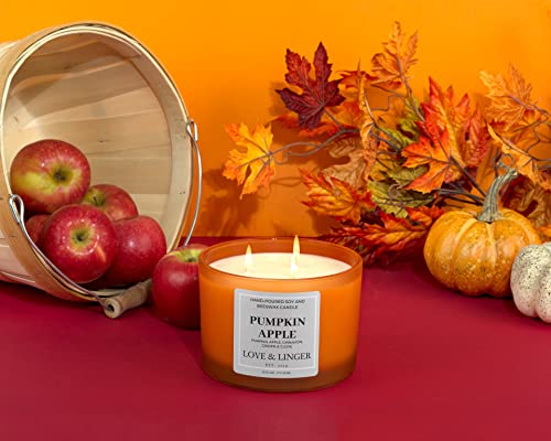 Pumpkin Apple Candle | Fall Candles | Luxury Soy & Beeswax Candles for Home | 16 oz. Large Jar 3 Wick Candle | Thanksgiving Candle | Fall Scented Candle | Autumn Candles