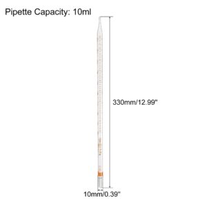 PATIKIL Graduated Dropper Pipettes, 4 Pcs 10ml Reusable Borosilicate Glass Pipette for Transfer Liquid for Laboratory, Chemistry, Clear