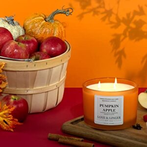 Pumpkin Apple Candle | Fall Candles | Luxury Soy & Beeswax Candles for Home | 16 oz. Large Jar 3 Wick Candle | Thanksgiving Candle | Fall Scented Candle | Autumn Candles