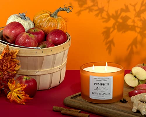 Pumpkin Apple Candle | Fall Candles | Luxury Soy & Beeswax Candles for Home | 16 oz. Large Jar 3 Wick Candle | Thanksgiving Candle | Fall Scented Candle | Autumn Candles