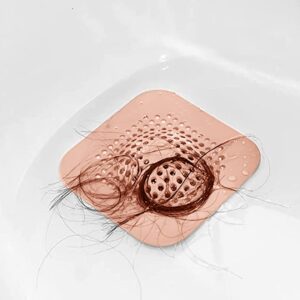 1 Pack Hair Catcher Durable 2 in 1 Sink Drain Cover Silicone Hair Stopper Shower Drain Covers Easy to Install and Clean Suit for Bathroom Bathtub and Kitchen 5.79 * 5.79 * 0.39, Pink