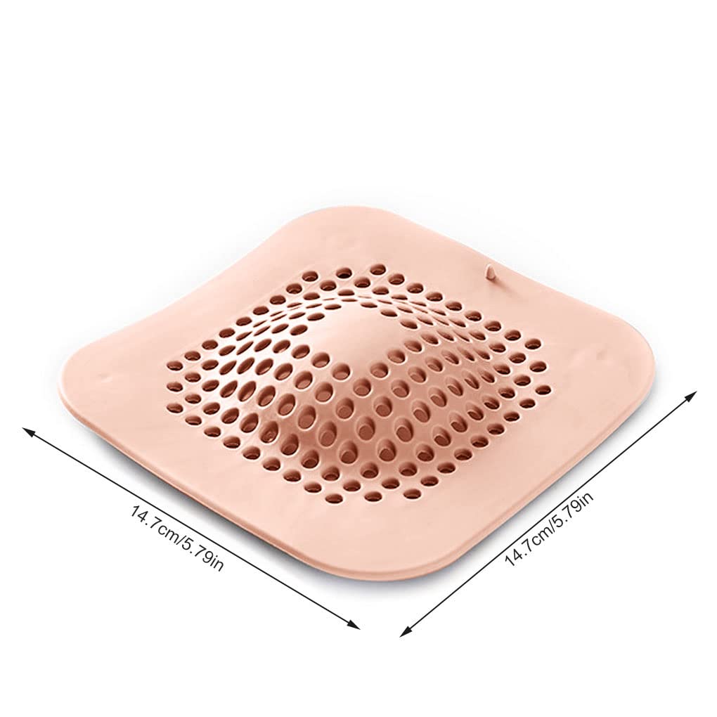 1 Pack Hair Catcher Durable 2 in 1 Sink Drain Cover Silicone Hair Stopper Shower Drain Covers Easy to Install and Clean Suit for Bathroom Bathtub and Kitchen 5.79 * 5.79 * 0.39, Pink