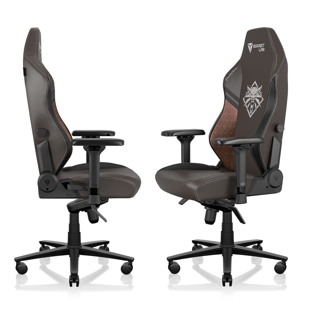 Secretlab Titan Evo The Witcher Chair - Reclining - Ergonomic & Comfortable Computer Chair with 4D Armrests - Magnetic Head Pillow & 4-Way Lumbar Support - Small - Brown - Leatherette