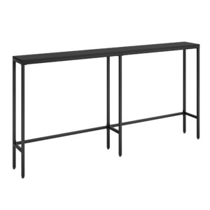 songxin 63" console table,modern narrow long sofa table behind couch,skinny entry table with black metal frame for living room, hallway,classic black