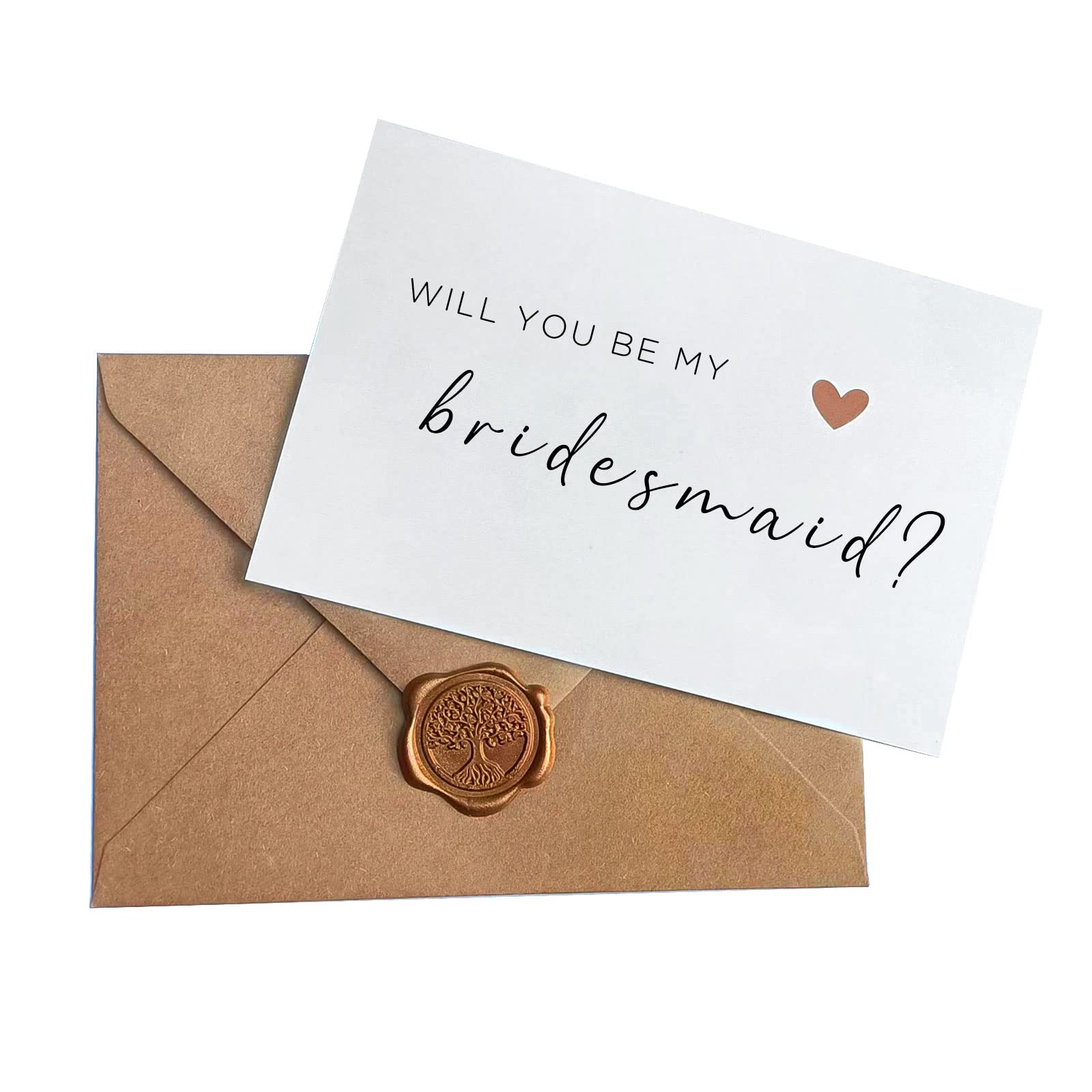 Joyfulmap 11 Bridesmaid Proposal Card, 8 Will You Be My Bridesmaid, 2 Will You Be My Maid of Honor, 1 Will You Be My Matron of Honor, Minimalist Card with Kraft paper envelope and wax seal for Wedding