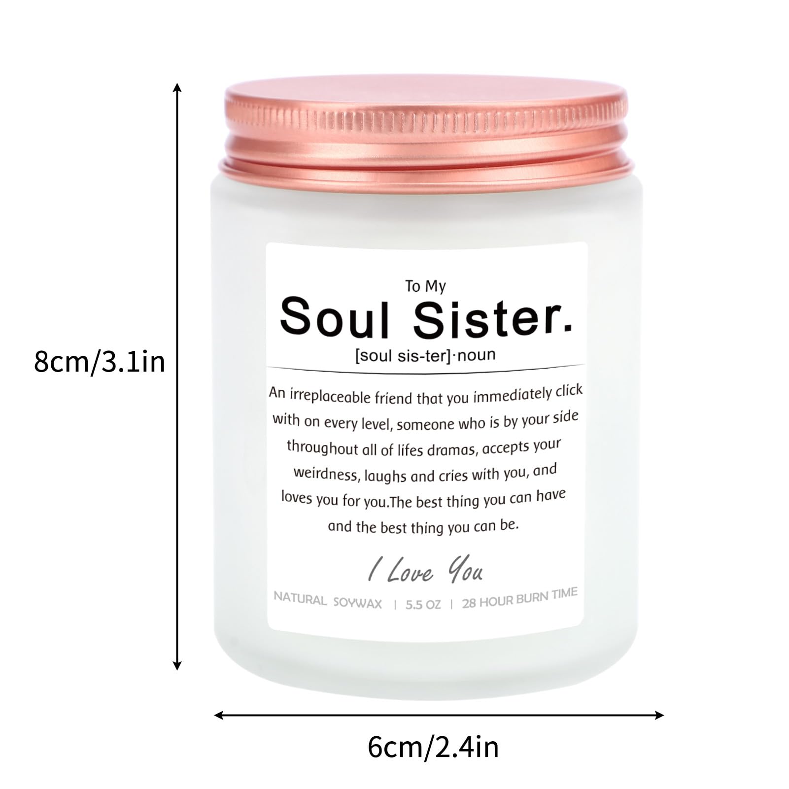 LUCKYBUNNY Soul Sister Candles Gifts, 5.5 Oz Lavender Scented Soy Candles, Best Friend Gift, Friendship Gift for Her, Funny Birthday Gift for Bestie, Sister, Friends Female