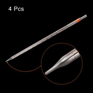 PATIKIL Graduated Dropper Pipettes, 4 Pcs 10ml Reusable Borosilicate Glass Pipette for Transfer Liquid for Laboratory, Chemistry, Clear