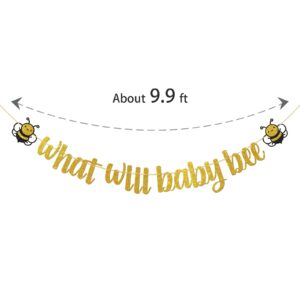 Dalaber What Will Baby Bee Banner, Bumble Bee Theme Baby Shower/Gender Reveal Party Decoration, What Will It Bee He or She Boy or Girl Sign Party Decor Banner Photo Booth Prop