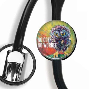 no coffee no workee stethoscope tag,steth id tag,nurse badge