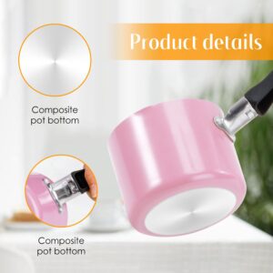 Mini Saucepan, 0.5QT Pink Nonstick Butter Warmer with Handle 2 Pour Spouts Multi Milk Pot Stockpot Practical Small Melting Pot