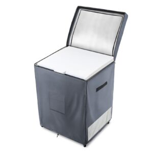 Dalema Outdoor Deep Freezer Cover,Heavy Duty 600D 100% Waterproof Chest Freezer Cover,Freezer Covers for Outside 5.0 Cubic Chest Freezer,Top Can Be Opened by Zipper(28"W x 23"D x 34"H,Grey)