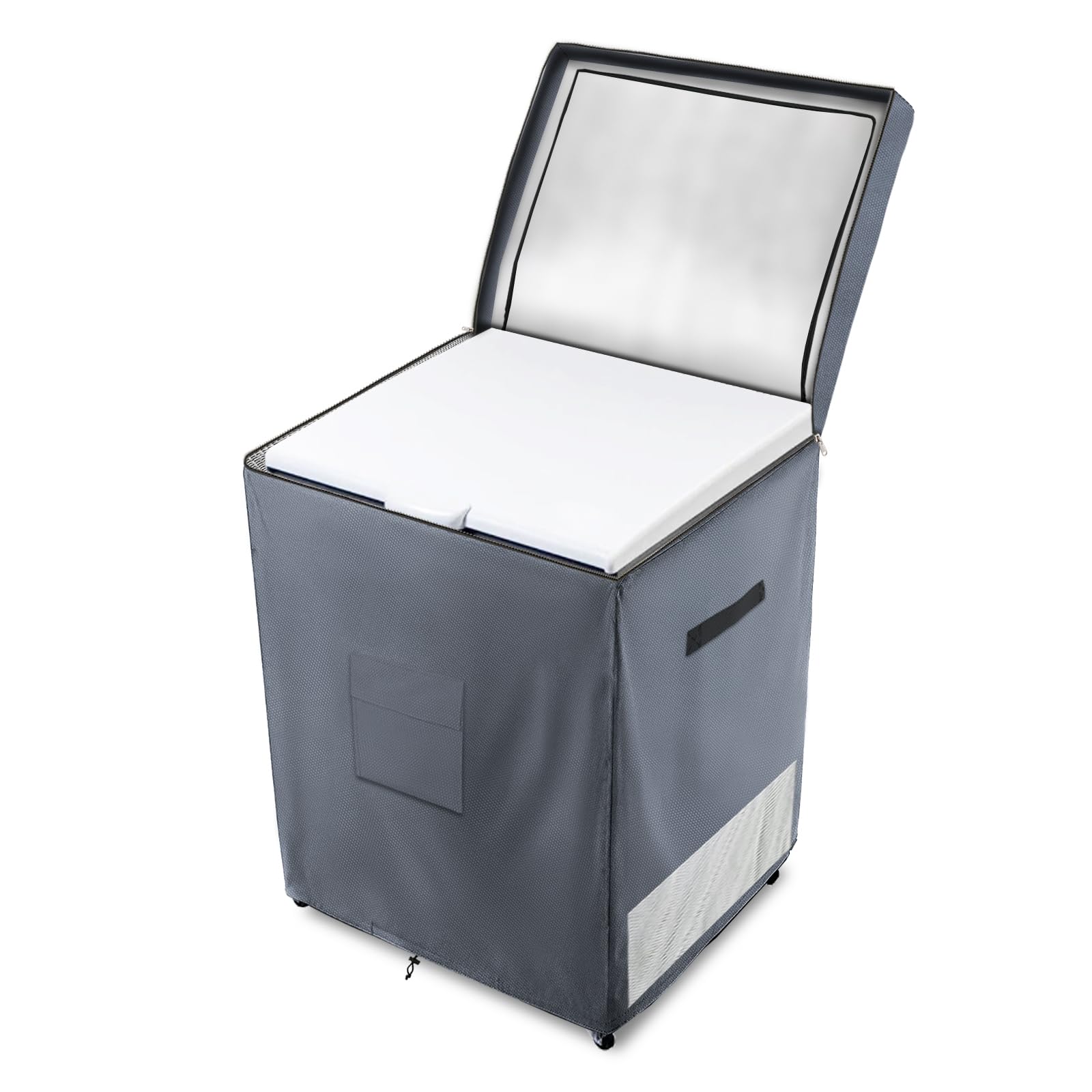 Dalema Outdoor Deep Freezer Cover,Heavy Duty 600D 100% Waterproof Chest Freezer Cover,Freezer Covers for Outside 5.0 Cubic Chest Freezer,Top Can Be Opened by Zipper(28"W x 23"D x 34"H,Grey)