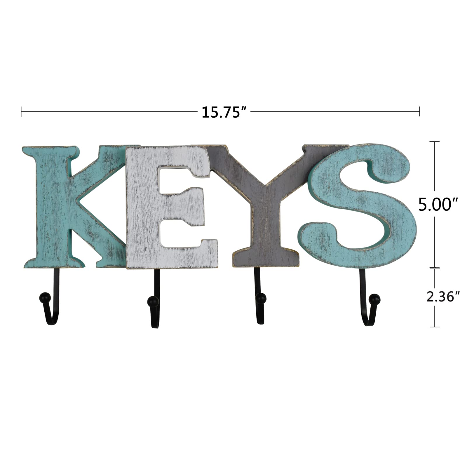 K KILIPES Rustic Wood Sign Home Decor with Keys Hanger Hooks Cutout Wooden Word Sign Hanging Ornament Decorative Keys Holder for Wall Decor