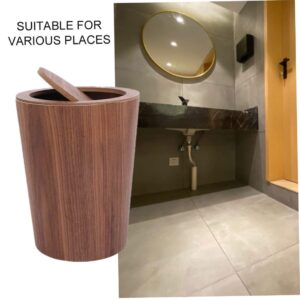 Wood Trash Can Wastebasket,Household Bathroom Living Room Trash Bin,Narrow Space Garbage Can,Wood Waste Bin with Swing Lid Round Trash Can Kitchen Garbage Basket for Bedroom