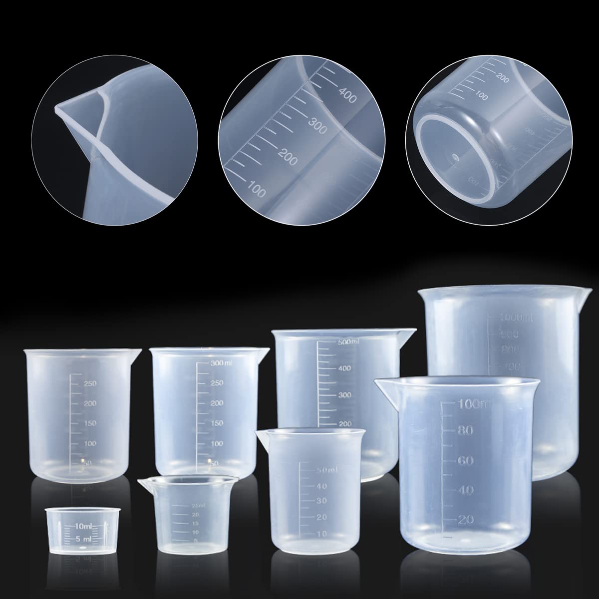 50 PCS 25ml Resin Mixing Cups, Liquid Measuring Cups, Plastic Beaker, Graduation Epoxy Resin Cups for Resin Epoxy Paint Food, Lab Use