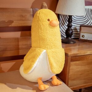 oukeyi banana duck plush toy, stuffed animals soft toy, plush duck cuddly toy cuddle cushion bed sofa chair, hugging pillow gift for kids girls boys (yellow, 19.6 inches)