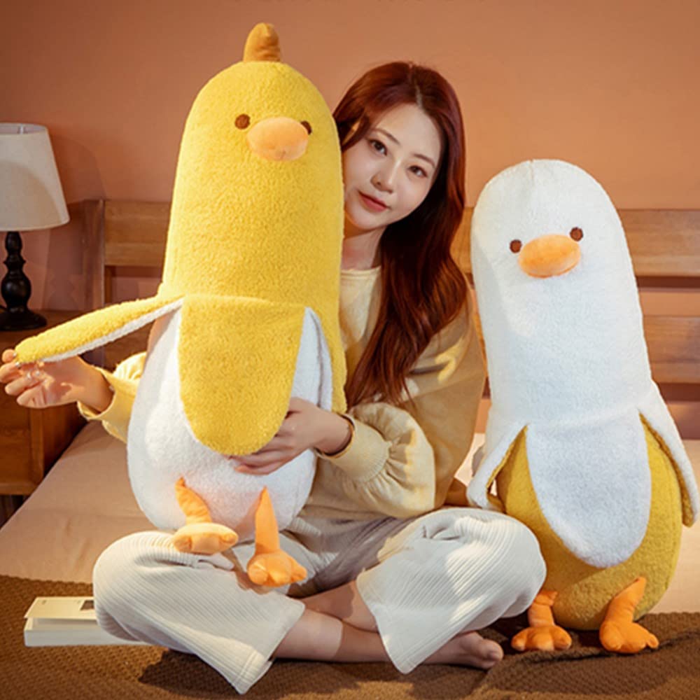 OUKEYI Banana Duck Plush Toy, Stuffed Animals Soft Toy, Plush Duck Cuddly Toy Cuddle Cushion Bed Sofa Chair, Hugging Pillow Gift for Kids Girls Boys (yellow, 19.6 inches)