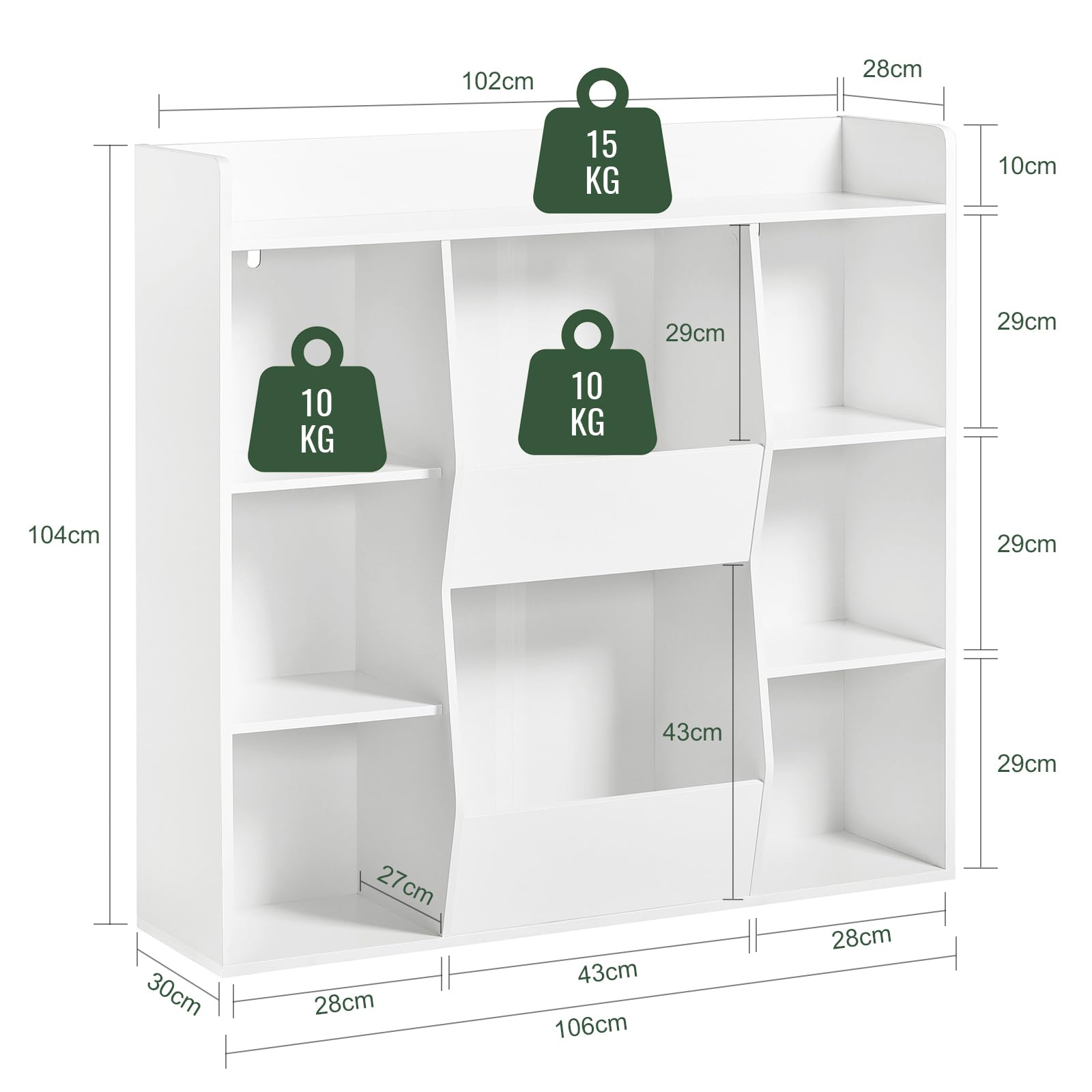 SoBuy KMB55-W, White Children Kids Bookcase Book Shelf Storage Display Rack