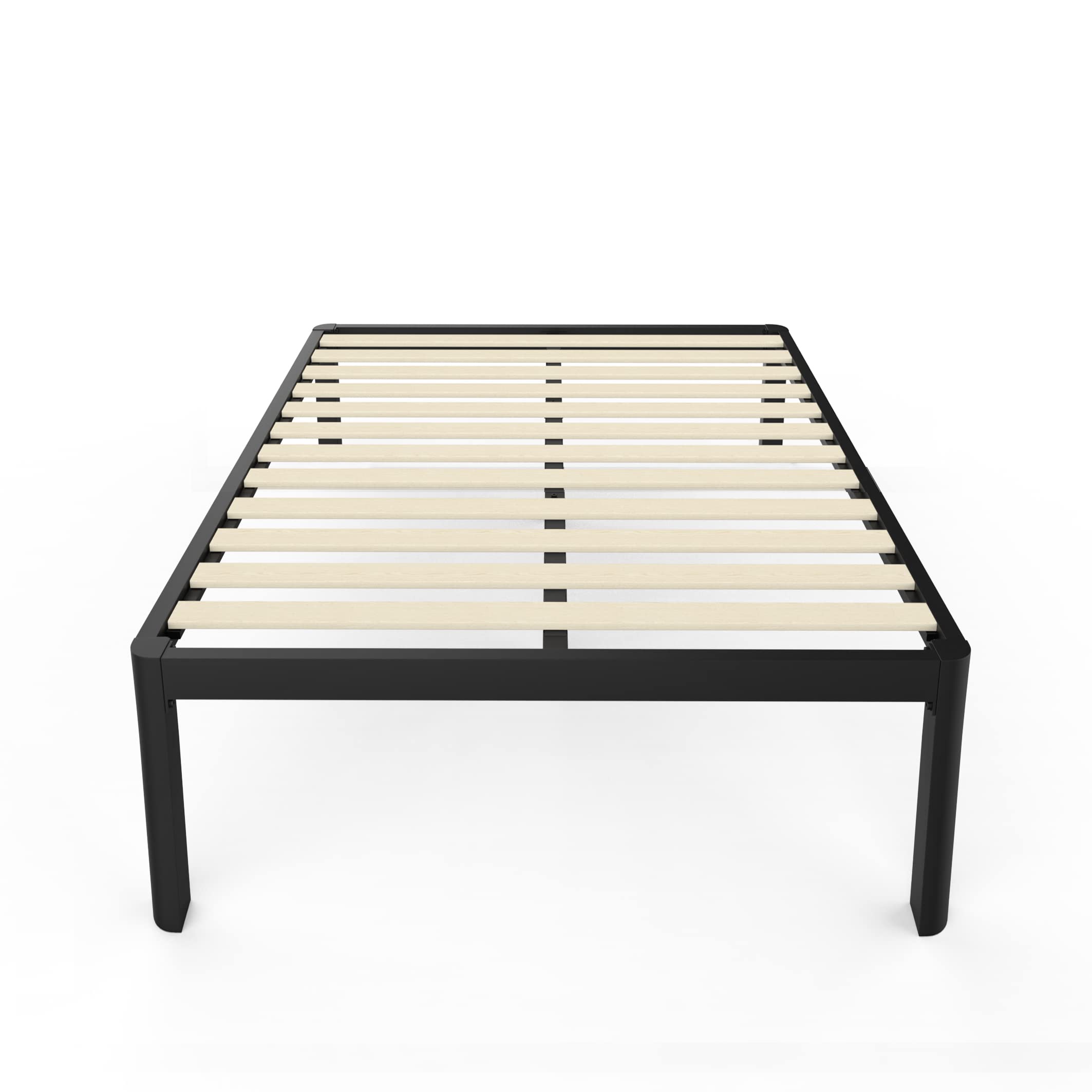 MAF Metal 18 Inch Full Size Platform Bed Frame with Anti-Collision Round Legs, Black 3500 Lbs Heavy Duty Bed Frame with Wood Slats, No Box Spring Needed, Easy Assembly