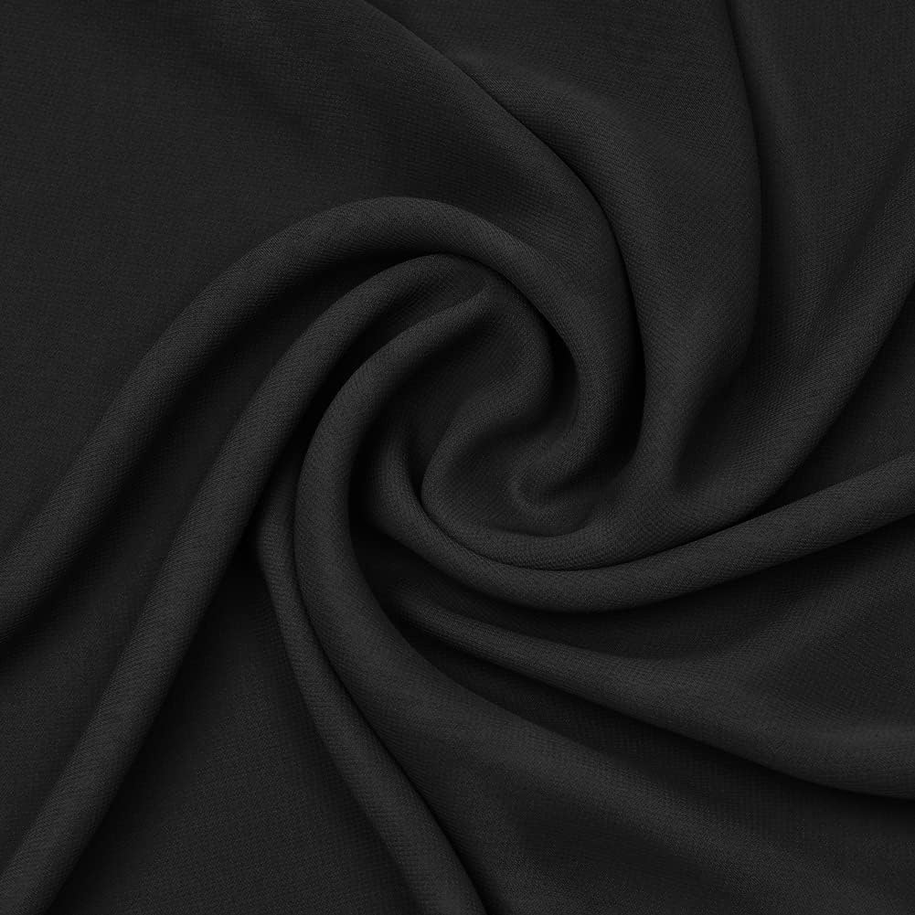 Black 5 Yards 60" Wide Sheer Fabric Halloween Chiffon Fabric by The Yard Continuous Solid Color Draping Fabric for Wedding Party Backdrop