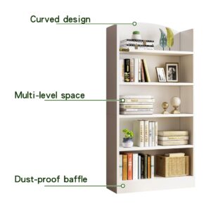 MIN WIN 47.24" Tall Bookcase and Bookshelf, Open Shelf Wood Bookcase with 5-Tier Storage Shelves,Bookshelves Standing Display Shelf Units for Home Office, Living Room, Bedroom, Kitchen-White