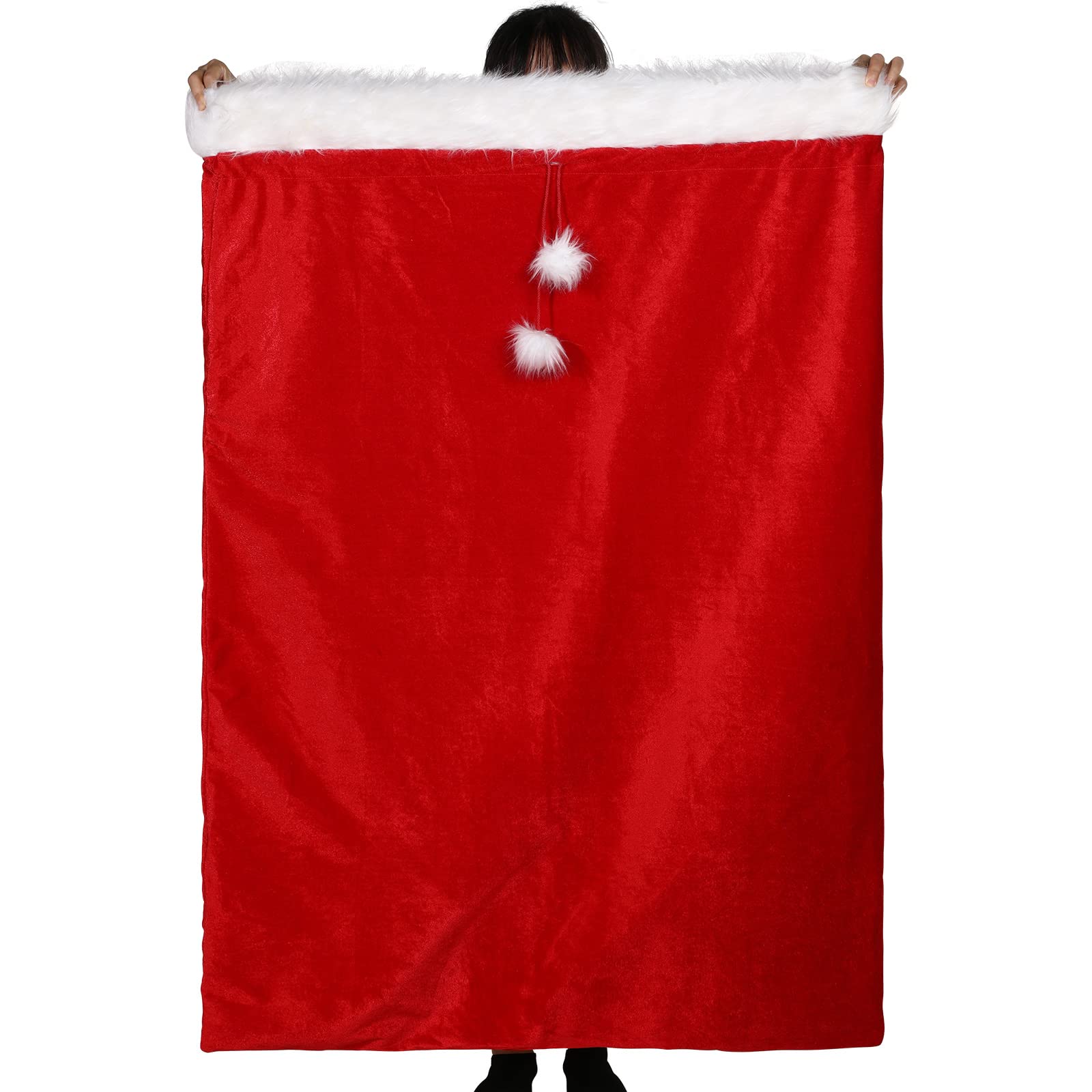 56 x 36 in Jumbo Christmas Red Velvet Santa Bag Giant Santa Gift Sack with Cord Drawstring Christmas Extra Large Santa Claus Bag Sack Christmas Drawstring Bag Gift Wrap Bag for Xmas Present (1)