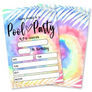 grace yonks - pack of 20 birthday party invitations with envelopes, multicolor, 4x6 inches