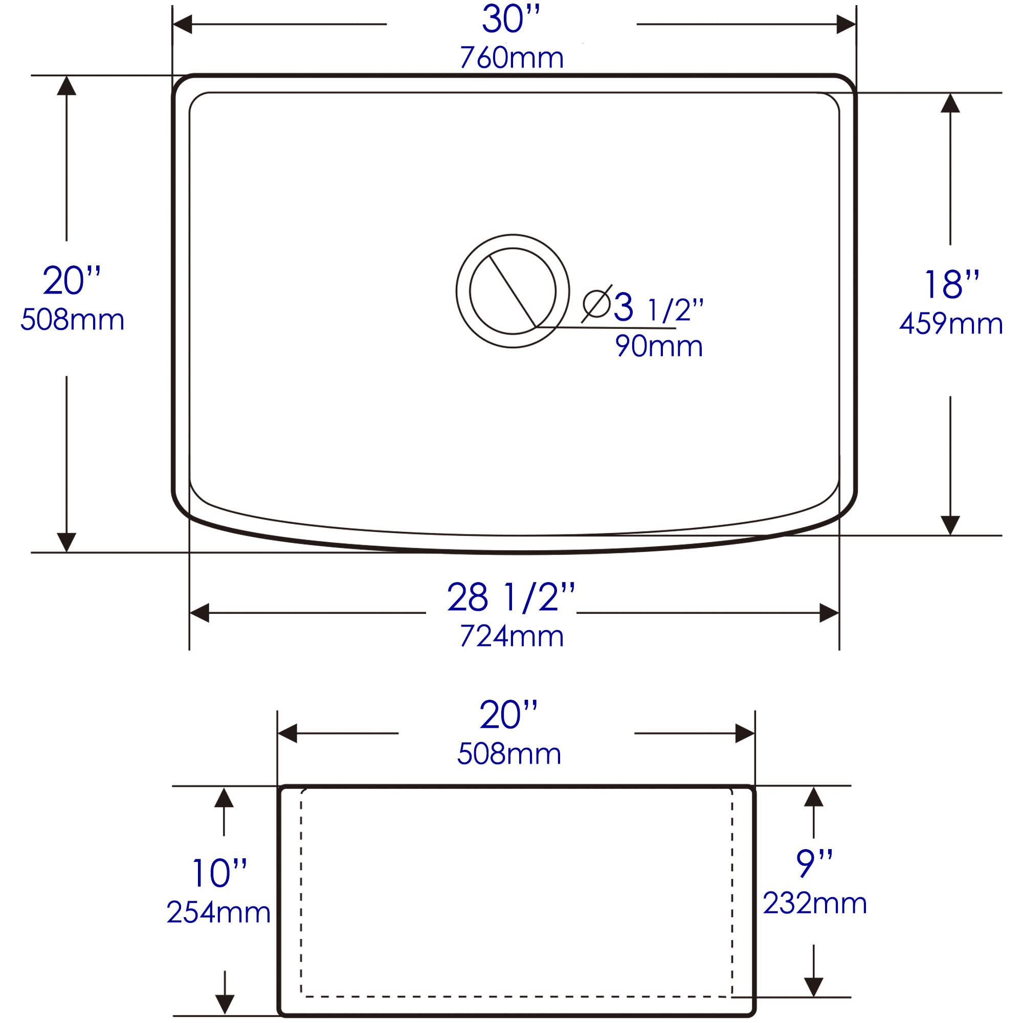 ALFI brand ABFC3020-W Kitchen Sink, White