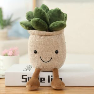 NatureMan Stuffed Plants Succulent Plush, Soft Fluffy Toy Succulent Plants Friend Throw Pillow,Succulents Plushies Pillow Toy Room (Khaki)