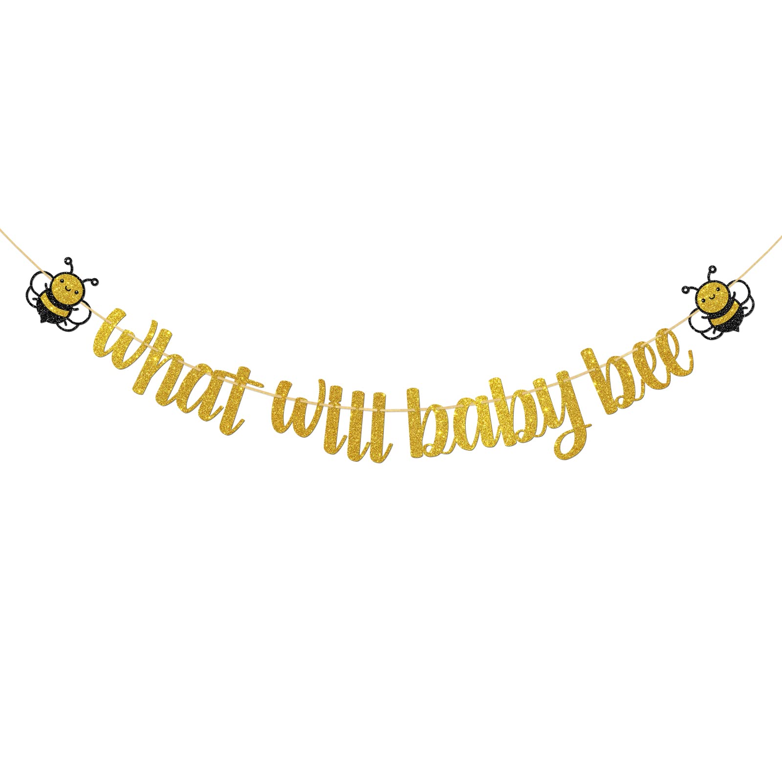 Dalaber What Will Baby Bee Banner, Bumble Bee Theme Baby Shower/Gender Reveal Party Decoration, What Will It Bee He or She Boy or Girl Sign Party Decor Banner Photo Booth Prop