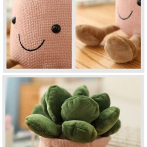 NatureMan Stuffed Plants Succulent Plush, Soft Fluffy Toy Succulent Plants Friend Throw Pillow,Succulents Plushies Pillow Toy Room (Khaki)