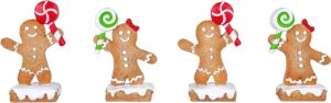 national tree company first traditions four piece gingerbread cookie card holders, brown, 3 in