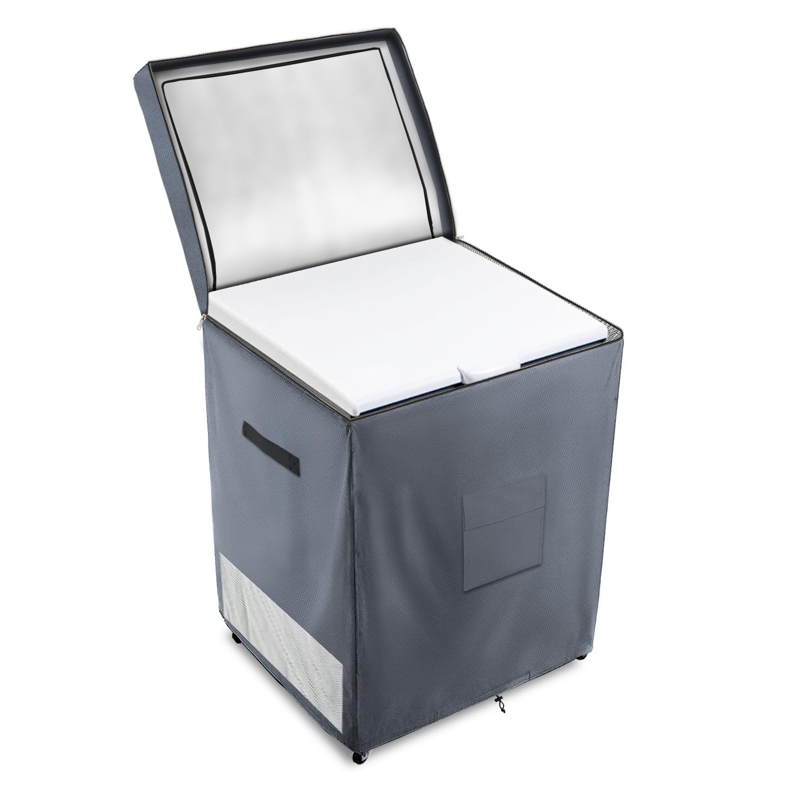 Dalema Outdoor Deep Freezer Cover,Heavy Duty 600D 100% Waterproof Chest Freezer Cover,Freezer Covers for Outside 5.0 Cubic Chest Freezer,Top Can Be Opened by Zipper(28"W x 23"D x 34"H,Grey)