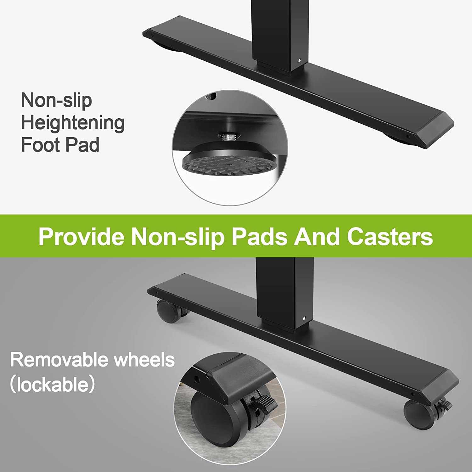 Adjustable Standing Desk, 55'' x 24'' Electric Height adjustable desk, Ergonomic Home Office Stand up Desk with Wheels, Outlets and Splice Board,2 USB Ports,3 Power Outlets,4 Caster(Brown Arc)