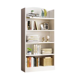 MIN WIN 47.24" Tall Bookcase and Bookshelf, Open Shelf Wood Bookcase with 5-Tier Storage Shelves,Bookshelves Standing Display Shelf Units for Home Office, Living Room, Bedroom, Kitchen-White