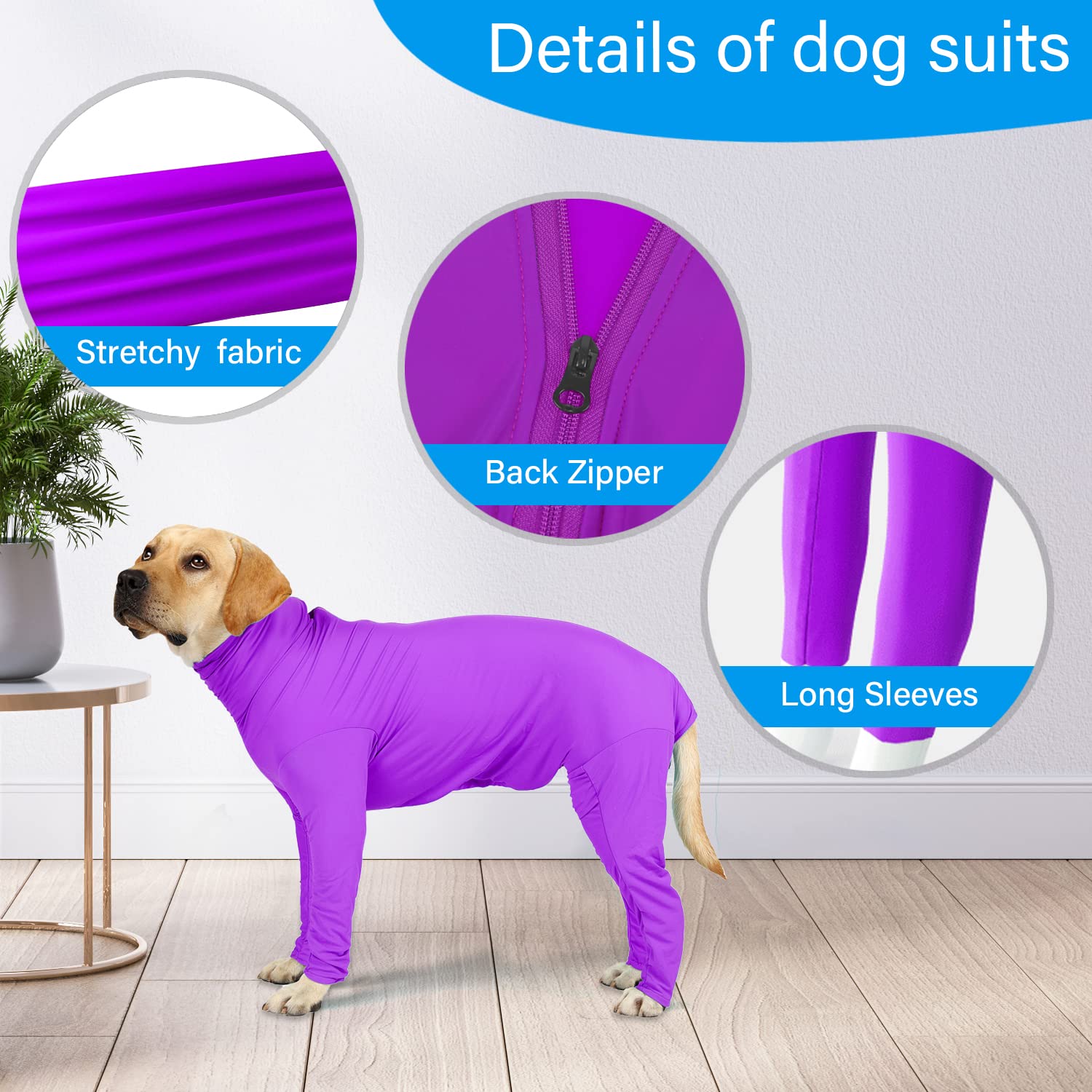 Etdane Recovery Suit for Dogs Surgery Suit Female Spay Male Neuter Dog Onesie for Surgery Female Dog Body Suits After Surgery Surgical Suit Anti Licking Wounds Dog Shedding Suit Purple/Large