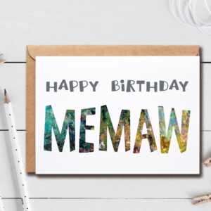 Happy Birthday Memaw - Memaw Birthday Card - Memaw Card - Card For Memaw Modern - Memaw Birthday Card - Card For Memaw