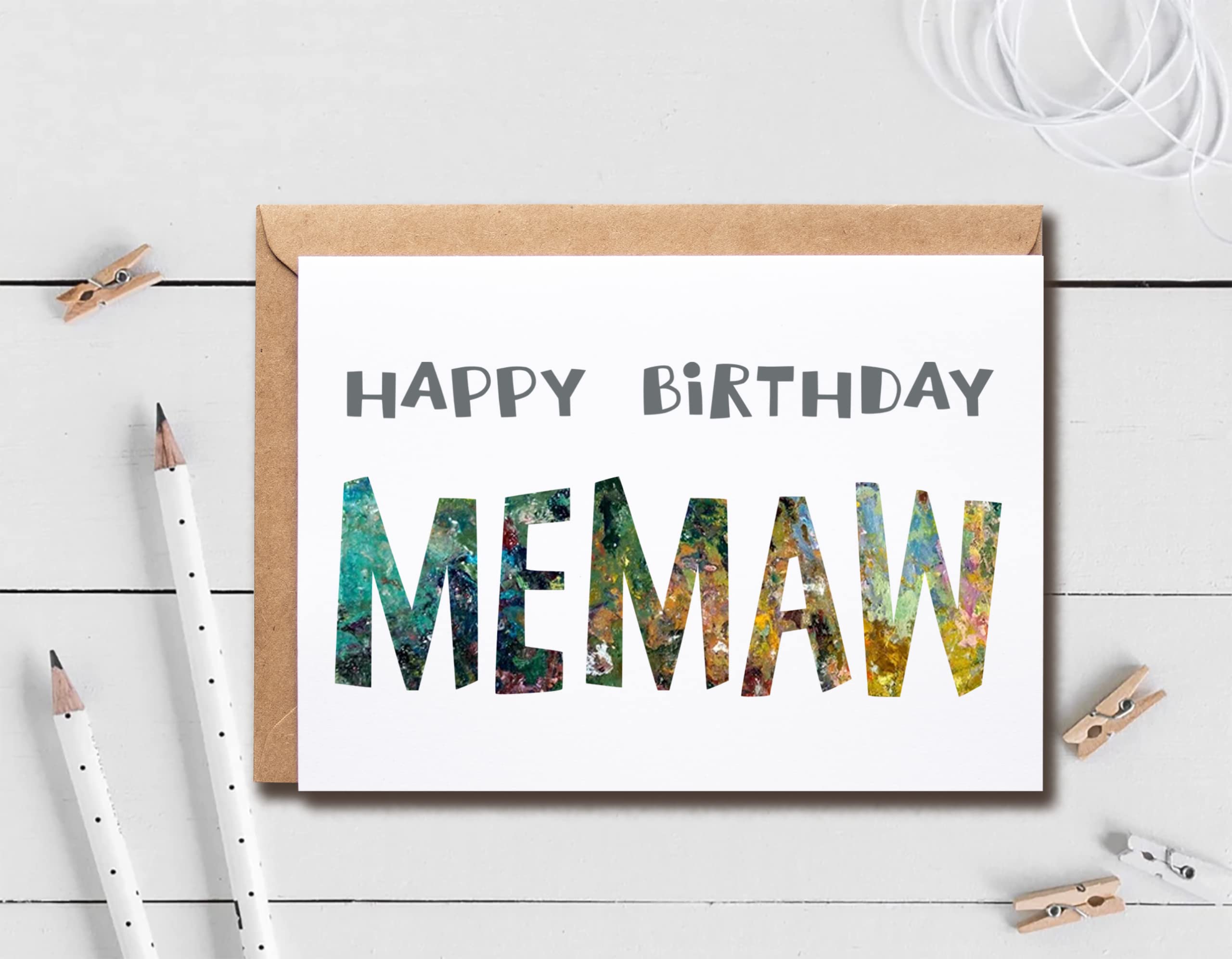 Happy Birthday Memaw - Memaw Birthday Card - Memaw Card - Card For Memaw Modern - Memaw Birthday Card - Card For Memaw