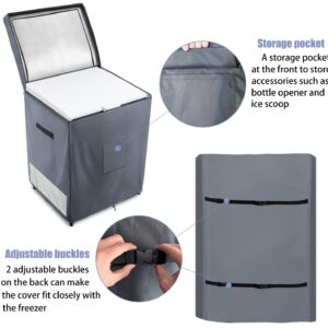 Dalema Outdoor Deep Freezer Cover,Heavy Duty 600D 100% Waterproof Chest Freezer Cover,Freezer Covers for Outside 5.0 Cubic Chest Freezer,Top Can Be Opened by Zipper(28"W x 23"D x 34"H,Grey)