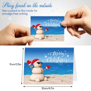 Spiareal 24 Sets Merry Christmas Greeting Cards Christmas Cards with Envelopes and Stickers Tropical Beach Blank Christmas Cards Xmas Thank You Cards for Christmas Holiday Present