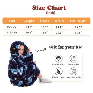 Wearable Blanket Hoodie for Kids Toddler Oversized Sweatshirt Cute Fleece Sherpa Blanket Girls Boys Shark 6-10 Year