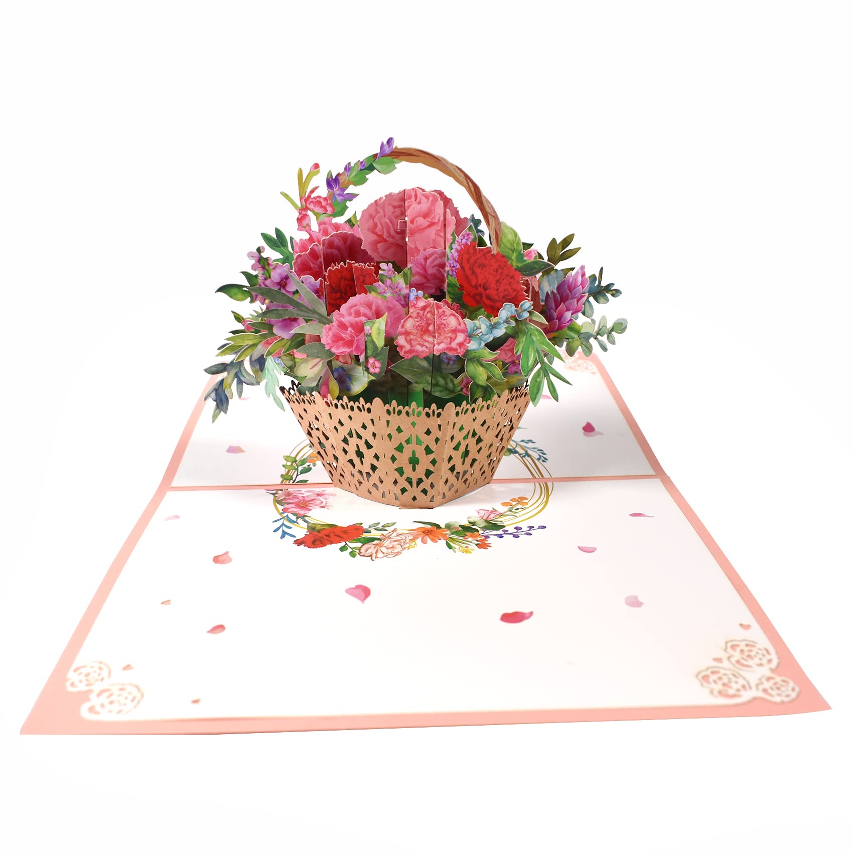 GREETING ART Flower Basket Pop Up Card, 8x6 – 3D Birthday Card for Mom, Mother's Day Card,Pop Up Flower Greeting Cards for Wife, Paper Flower Card, Thank You Card, Appreciation Card